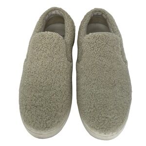 Moncler Shoes Flats Women's 6 Cream White Fuzzy Shearling Slip On Sneaker Italy